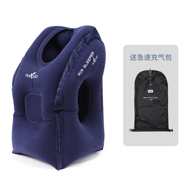 Inflatable Travel Pillow Travel Accessories For Long Haul Flights,Cars,Buses,Trains,Office Napping Sleeping Gray