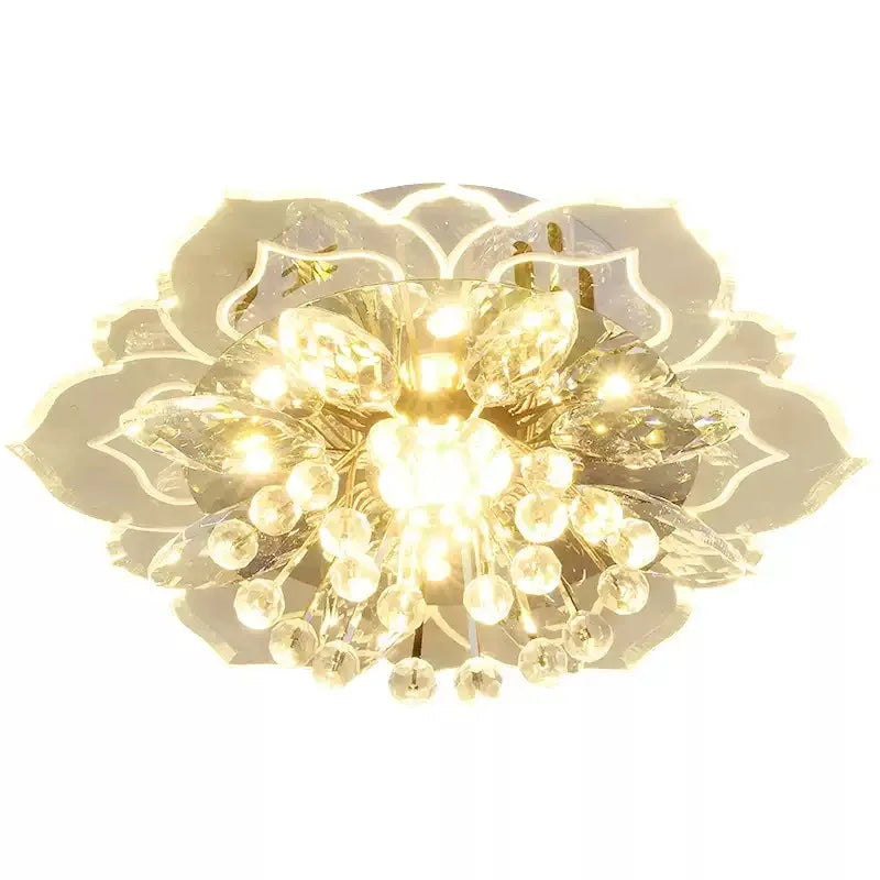 LED Crystal Ceiling Light Modern Flower Shape Ceiling Lamp Hallway Living Room Lamp Bedroom Kitchen Corridors Aisle Light