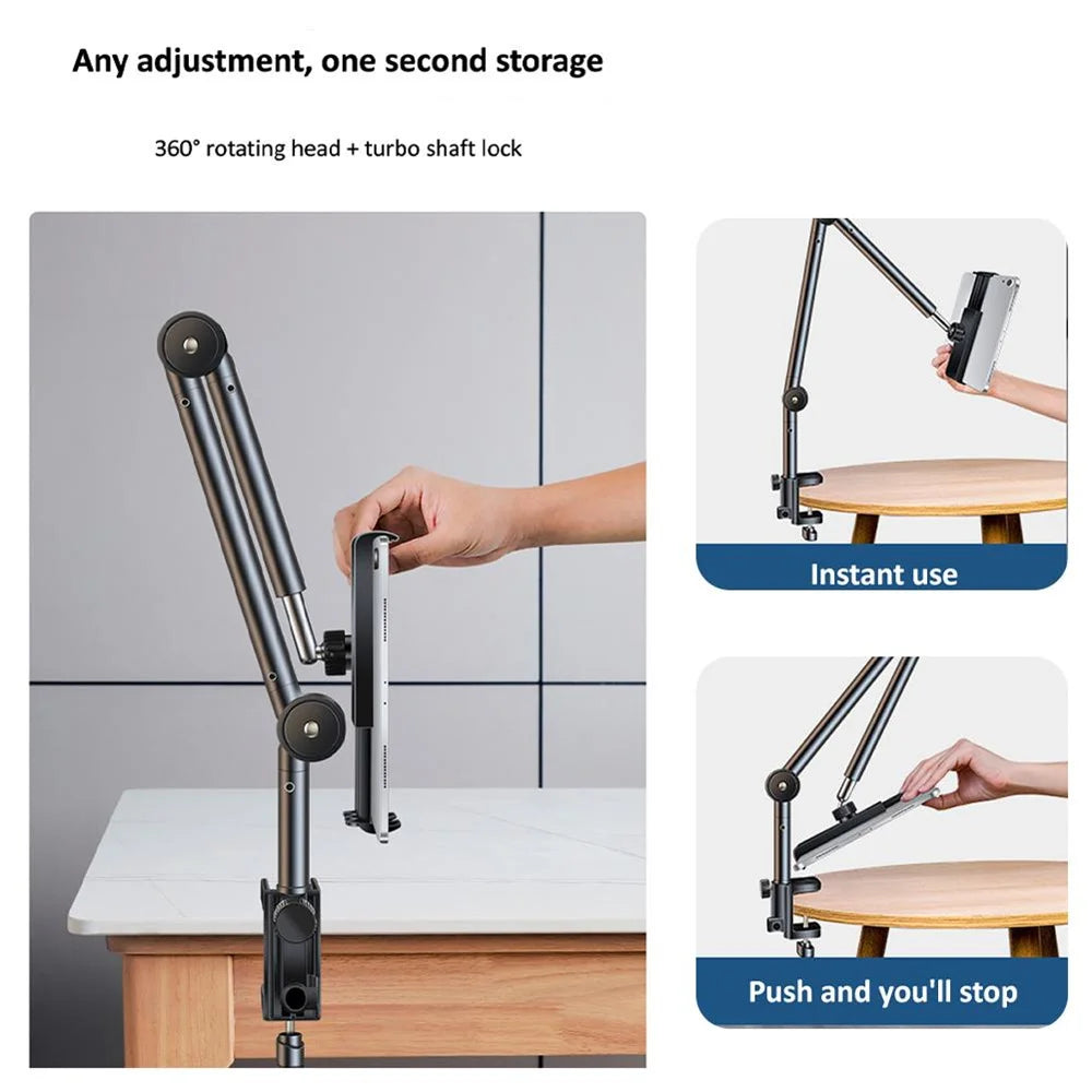 Tablet Holder for Bed Desk IPad Stand with Flexible Metal Arm Rods Tablet Stand For 4-13 inch Android Tablet Xiaomi Poco Bracket