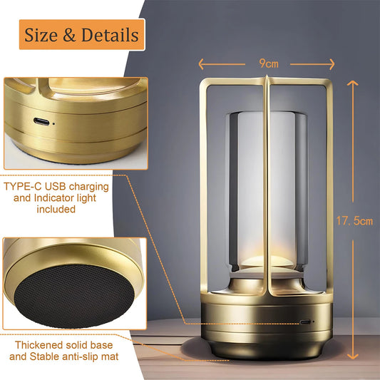 Led Touch Night Table Lamp Aluminium Light Rechargeable Cordless Home Lights Bedroom Desk Restaurant-creative Reading Decorative