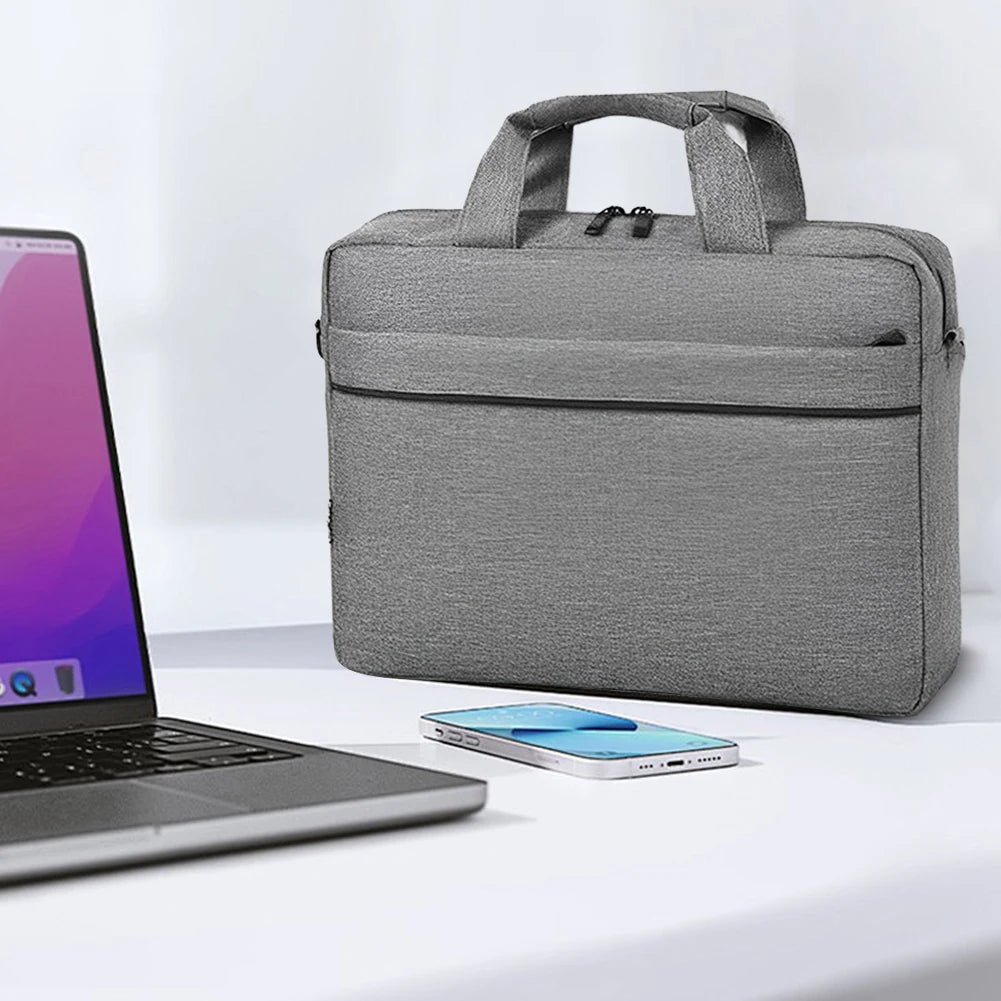 Laptop Carrying Case Shockproof Laptop Crossbody Bag Waterproof Nylon Laptop Handbag 3 Compartments for 14 Inch Laptop