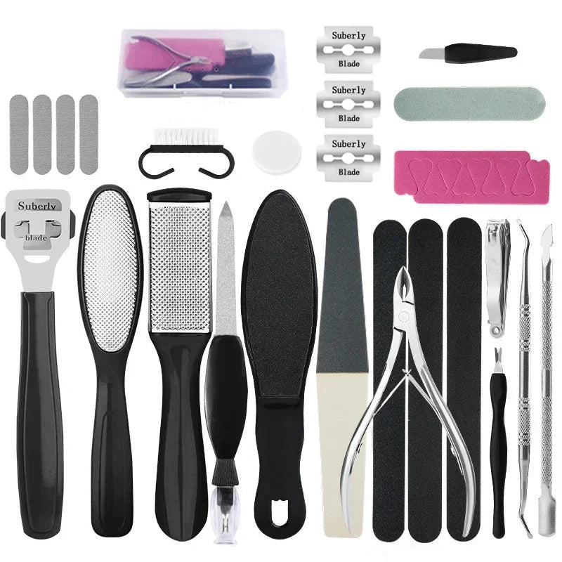 Foot Care Tool Pedicure Manicure Kit Set Stainless Steel Peeling Exfoliating Callus Dead Skin Remover Foot Scrubbing Brush