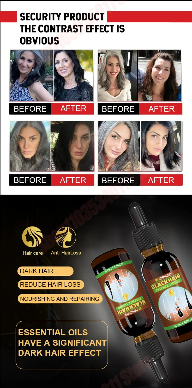 Grey hair serum for men and women, from white to black