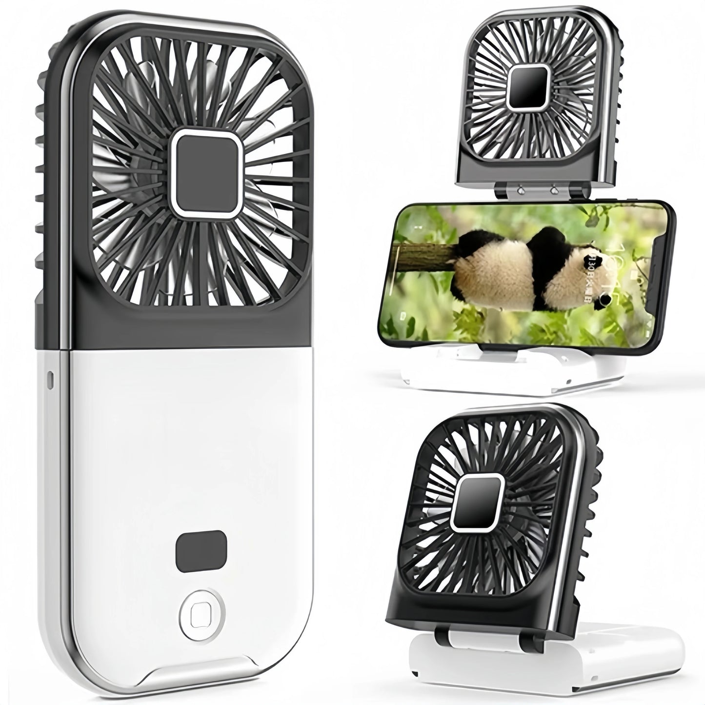 Folding handheld fan USB charging digital display outdoor mini neck hanging power bank fan，gift