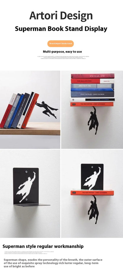 Creative Superman Metal Bookshelf Book Stand Creative Book Block Book Shelves Book Shelves Desk Book Storage Decorative Gift