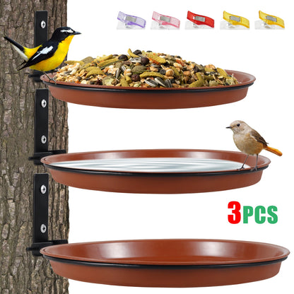 3Pcs Bird Feeding Trays Tree Mounted Bird Feeders Bird Bath Spa Multifunctional Foldable Bird Feeders for Garden Balcony Railing