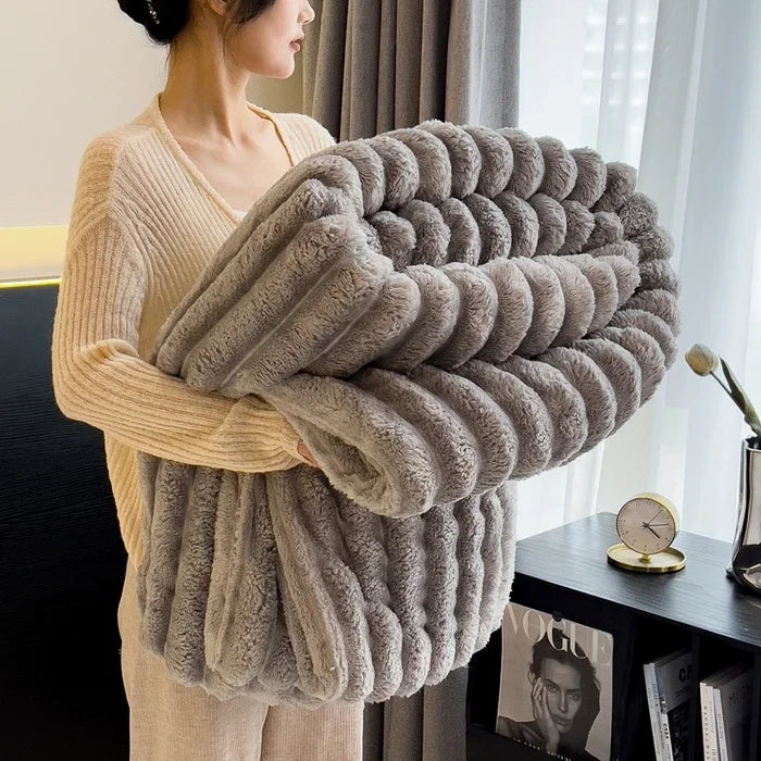 Solid Color Thickened Wide Striped Multifunctional Blanket Can Be Used As Bed Sheet Cover Blanket， Nap Blanket， Pet Blanket