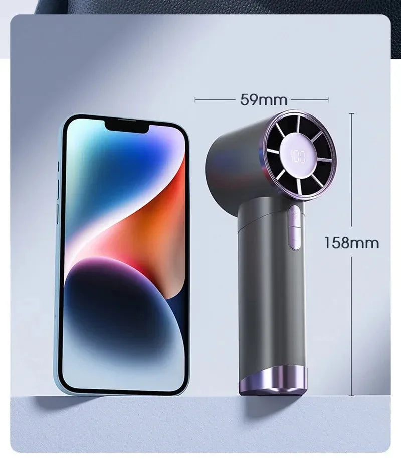 Mini Handheld Fan With Power Display Portable Air Calculating Fan Personal Highspeed Fan Rechargeable Mute Handheld Fan