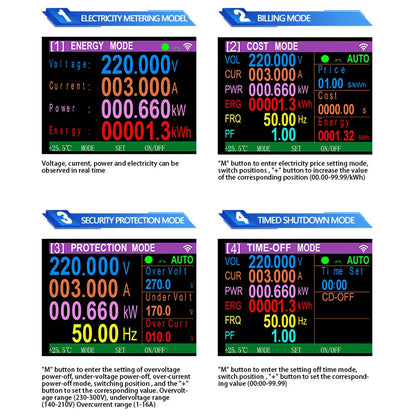 WIFI Smart Wattmeter Digital Power Meter Electricity Consumption Energy Meter Voltage Current Protection EU Plug Timer Switch