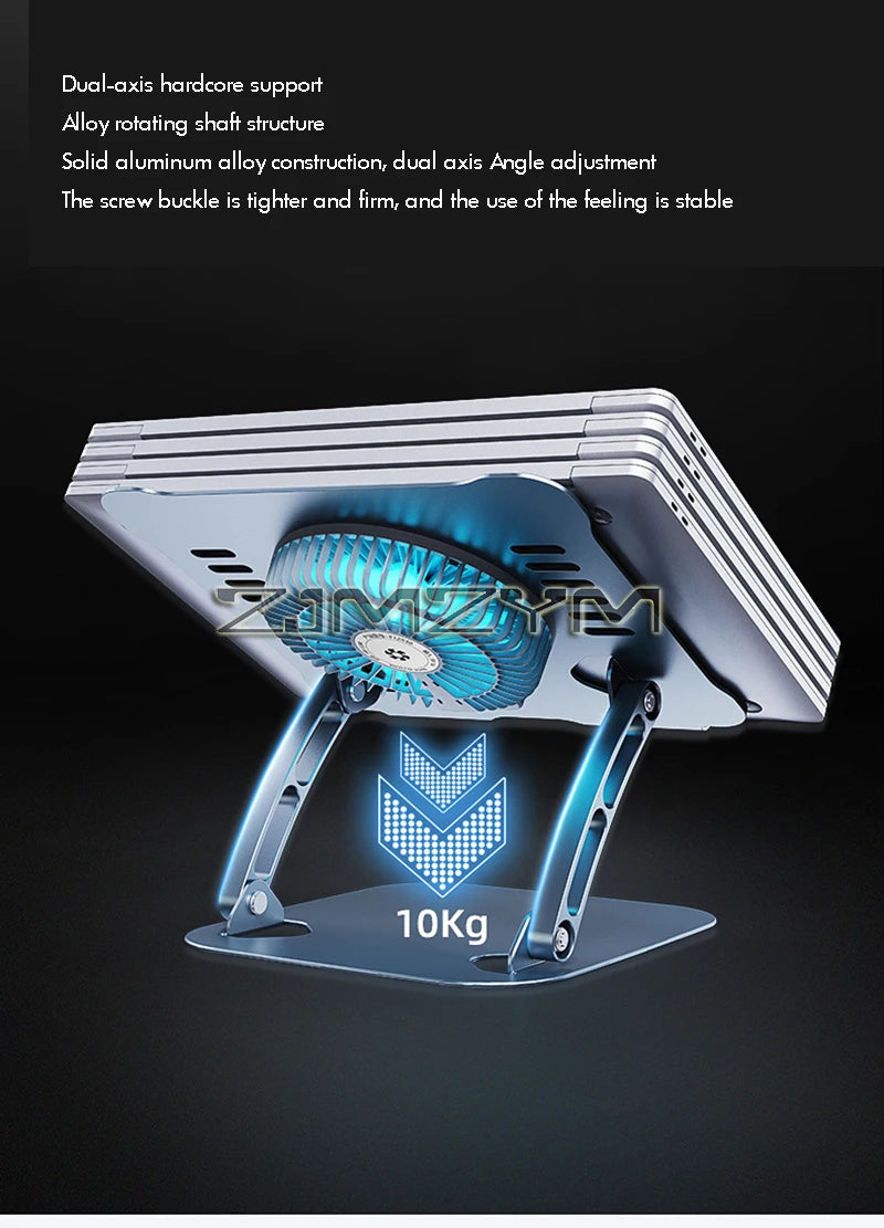 Aluminum Laptop Stand with Cooling Fan Ergonomic Notebook Foldable Cooler Laptop  Adjustable Aluminum Laptop Stand