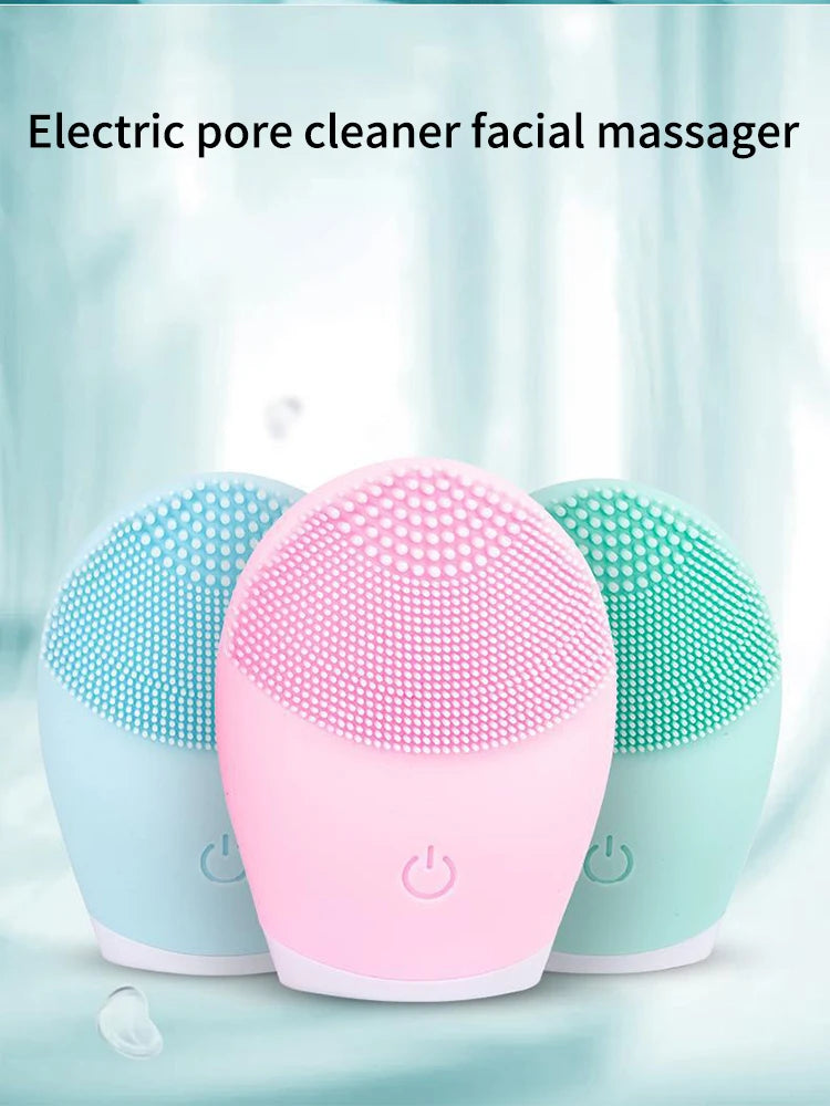 Electric Silicone Facial Cleanser Massager Skincare Massage Tool Beauty Machine Vibration Cleaning Of Pores Self Provided Batter