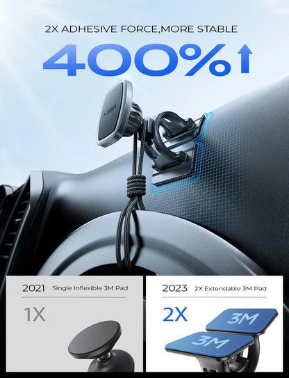 LISEN Magnetic Car Phone Mount for iPhone and Android with 6 Magnets and Adjustable Arch Design, Black