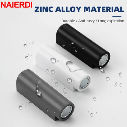 NAIERDI Magnetic Door Stopper Stainless Steel Heavy Duty Door Stop Black Nail-free Door Suction Door Holder Door Hardware