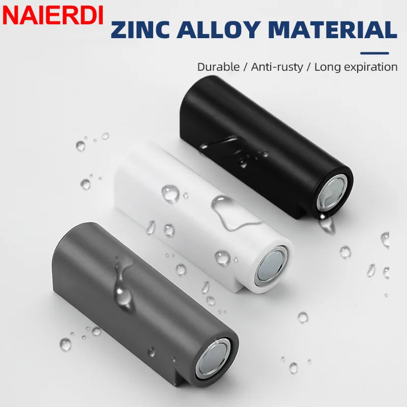 NAIERDI Magnetic Door Stopper Stainless Steel Heavy Duty Door Stop Black Nail-free Door Suction Door Holder Door Hardware