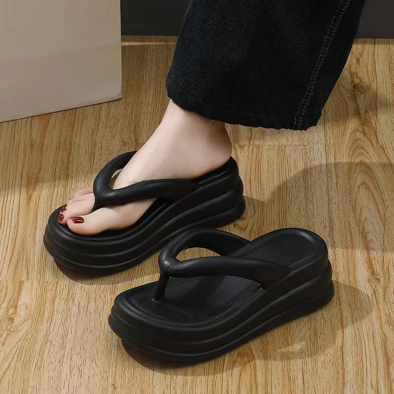 Thick Bottom Flip-flops Summer Fashion Women Slippers Soft Bottom Increase Anti-slip Anti-odor Beach Slippers Zapatos De Mujer