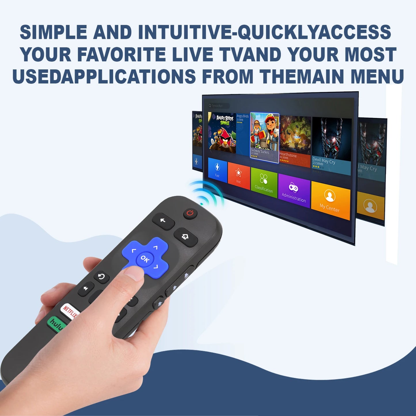 Replacement Remote Control Only for All Roku TV, Compatible for TCL Roku/Hisense Roku/Onn Roku Series Smart TVs