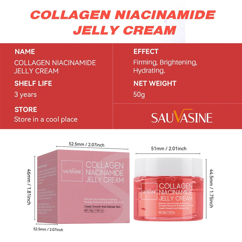 Collagen Jelly Cream Strengthen Skin Barrier 24h Glow & Lifted Moisturize Brighten Skin Niacinamide Hydrolyzed Collagen Gel