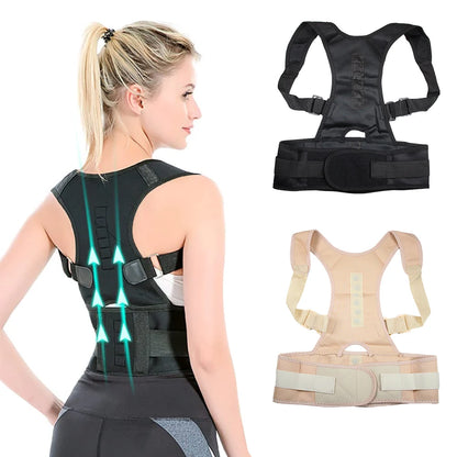Posture Corrector Magnetic Therapy Clavicle Back Straightener Shoulder Support Brace Lumbar Belt Correction Adjustable Men Women