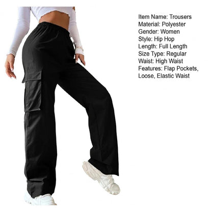 Women Cargo Pants Stylish Women's Cargo Pants Trendy Wide Leg Trousers with Elastic Waist Pockets Casual Korean for Spring