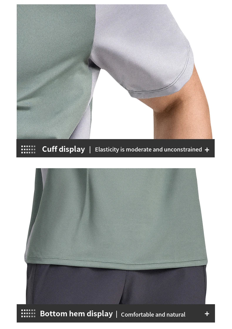 Sports T-shirt, men's half-zipper stand-up collar short-sleeved running top, summer sports training tennis clothes