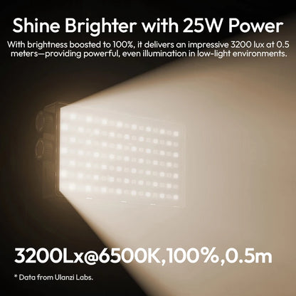 ULANZI PL25 25W LED Panel Light 2700K-6500K CRI 96+Type-C Fast Charging Studio Photography Light for Phone Camera Vlog Shooting