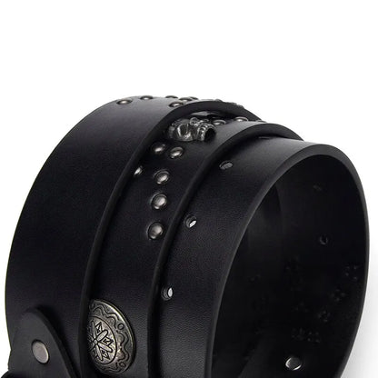 Men's Belt Bohemian Style Belt Vintage Inlaid Skeleton Head Women's Belt Riveted Belt Six Star Belt Punk Rock Sexpot Y2K Belt