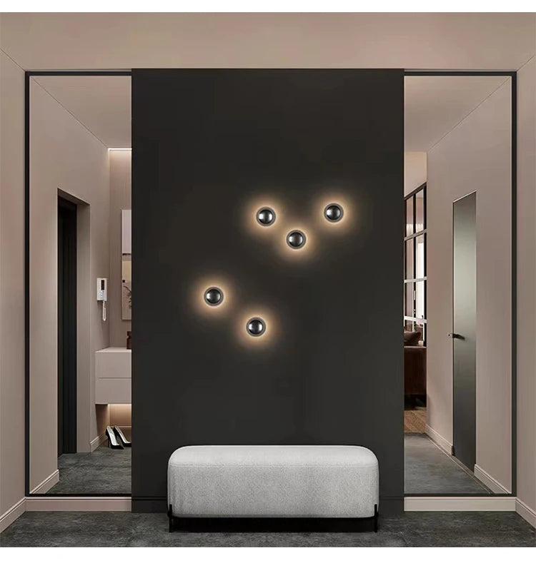 Nordic decorative gold circular wall lamp bedroom bedside living room dining room art minimalist wall mounted lamp