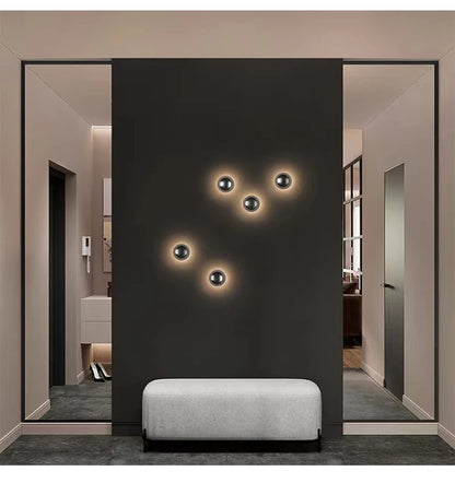 Nordic decorative gold circular wall lamp bedroom bedside living room dining room art minimalist wall mounted lamp