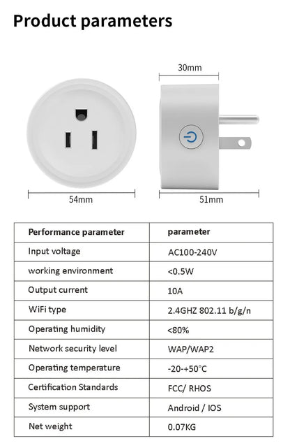 Remote Voice Control Smart Plug 110-240V US Plug Smart Plug Outlet Power Monitoring 10A/16A/20A Smart Wifi Socket Scene Linkage