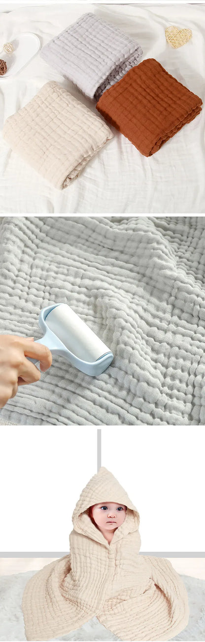 Baby Towels for Newborn 100% Muslin Cotton Baby Bath Towel with Hood for Babies, Infant, Toddler and Kids, Large 32x32Inch