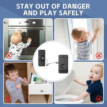 Rechargeable Fingerprint Lock Child Safety Lock Cabinet Fridge Drawer Door Lock Stainless Steel Cable Protection Home Security