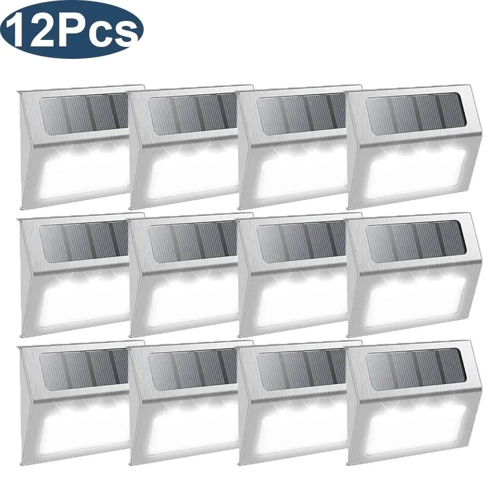 3LED Step Light Stainless Steel Solar Fence Lights Waterproof Outdoor LED Wall Lamps Deck Lights For Stair Garden Fence Patio
