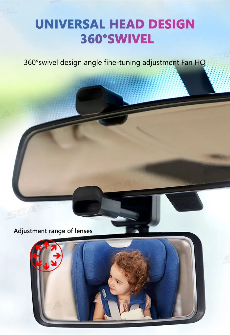Baby Mirror Car Interior Rear View Mirror Clip Rear Facing Mirrors For Auto Safety Driving Kids Baby Monitor Angle Adjustable