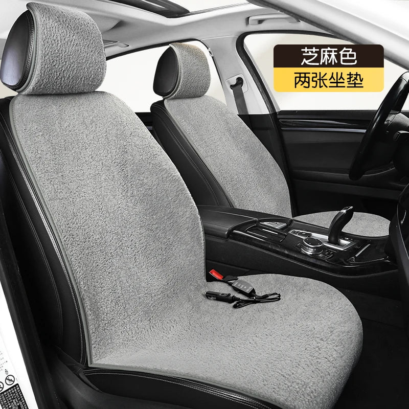2023 New Car Heated Seat Cushion Made of Lamb Fleece Material, Comfortable and Warm, Suitable for Single Seat, Double Seat, and