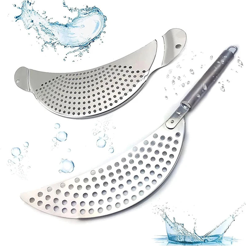 Stainless Steel Pan Pot Strainer with Handle, Pasta Drainer, Colander Water Filter, Vegetable Drainer, Kitchen Slag Separator
