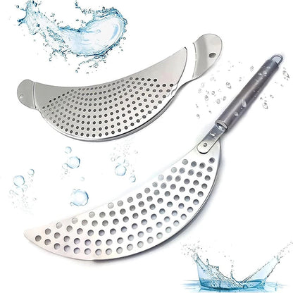 Stainless Steel Pan Pot Strainer with Handle, Pasta Drainer, Colander Water Filter, Vegetable Drainer, Kitchen Slag Separator