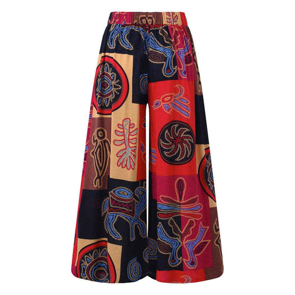 Women's Wide Leg Boho Yoga Harem Pants Gypsy Thailand Bohemian Palazzo Pants Smocked Waist Trousers Shirt