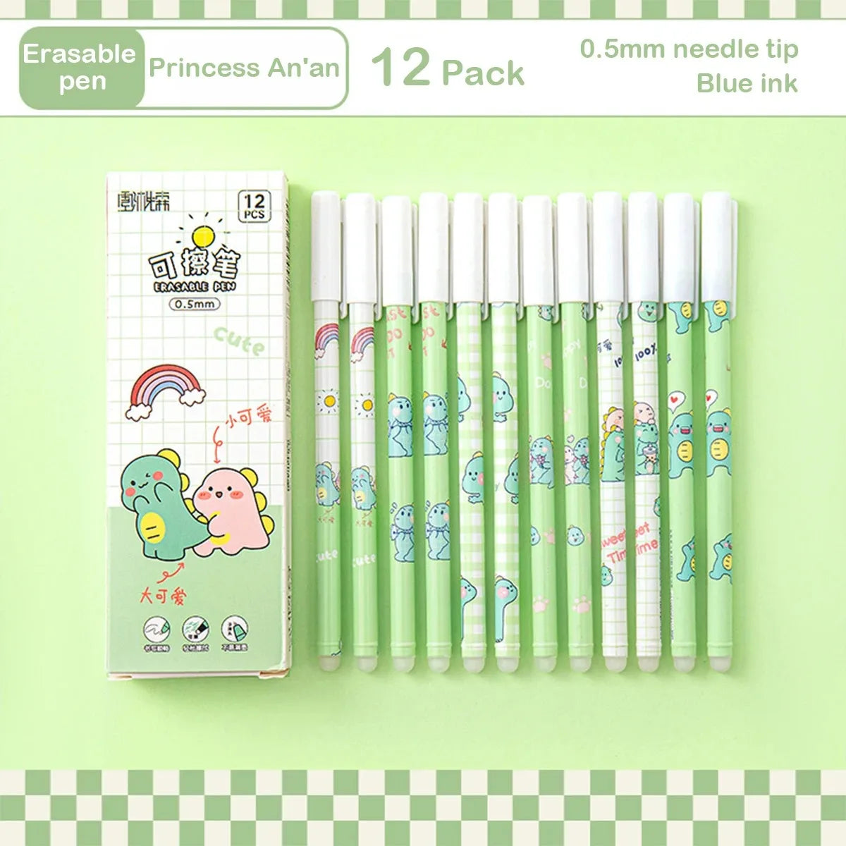 12PC 0.5mm Syringe Erasable Pen Korean Stationery Simple Kawaii Writing Pen Student Stationery Cultural and Educational Supplies