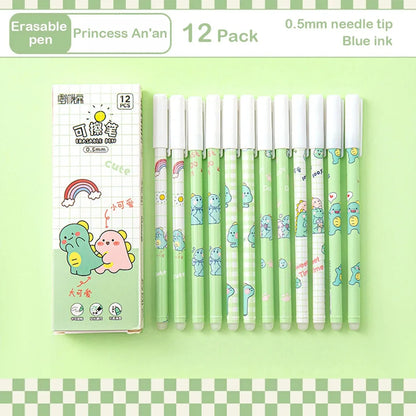 12PC 0.5mm Syringe Erasable Pen Korean Stationery Simple Kawaii Writing Pen Student Stationery Cultural and Educational Supplies