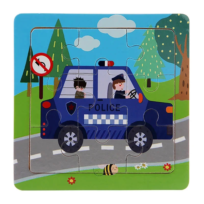 3D Puzzles Cartoon Animals Wooden Montessori Game Kids Cognitive Jigsaw Puzzle Baby Toys Educational Toys for Children Toddler