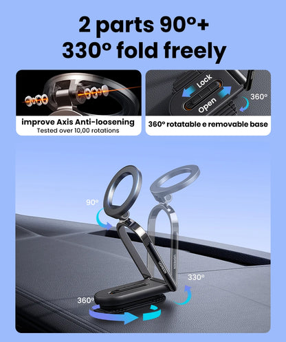 UGREEN Magnetic Car Phone Holder Dashboard 360° Rotatable & Detachable Car Mount For Magsafe iPhone 16 15 Pro Samsumg S25 Xiaomi