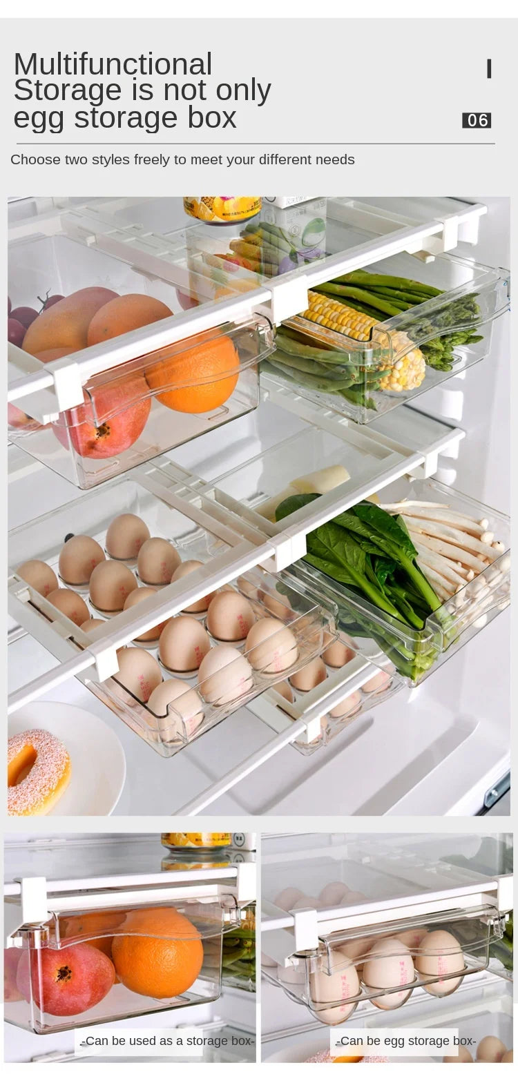 Fridge Organizer Fruit Egg Refrigerator Storage Rack Under-shelf Refrigerator Drawer Box Fresh keeping Kitchen Organizer