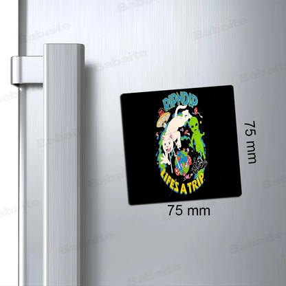 Cat R-Ripndips Fridge Photo Fridge Magnet Square Stickers Personalize Home Decor Souvenirs Gift