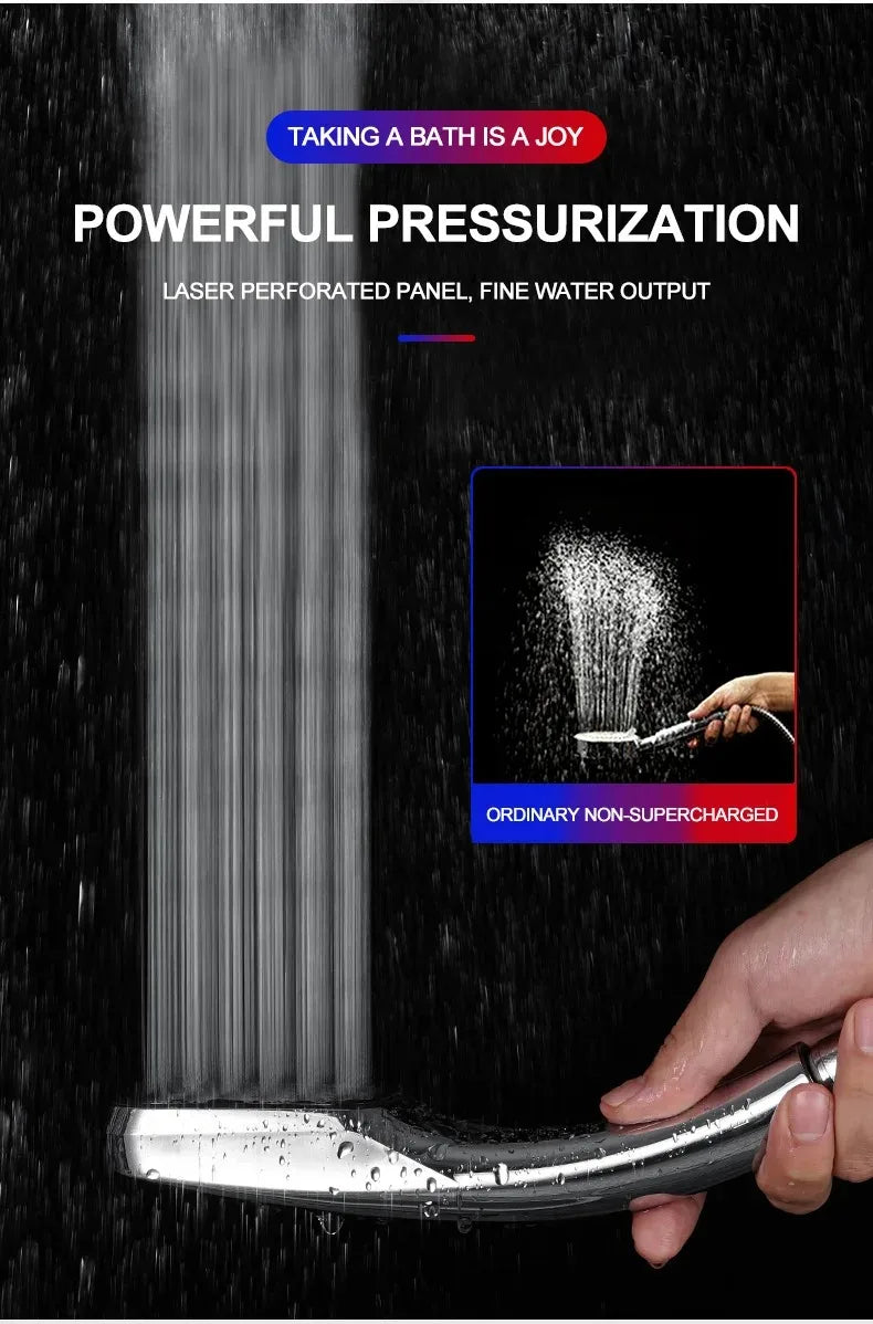 300 hole ultra strong pressurized shower head, square handheld shower head, pressurized shower head, water-saving shower head
