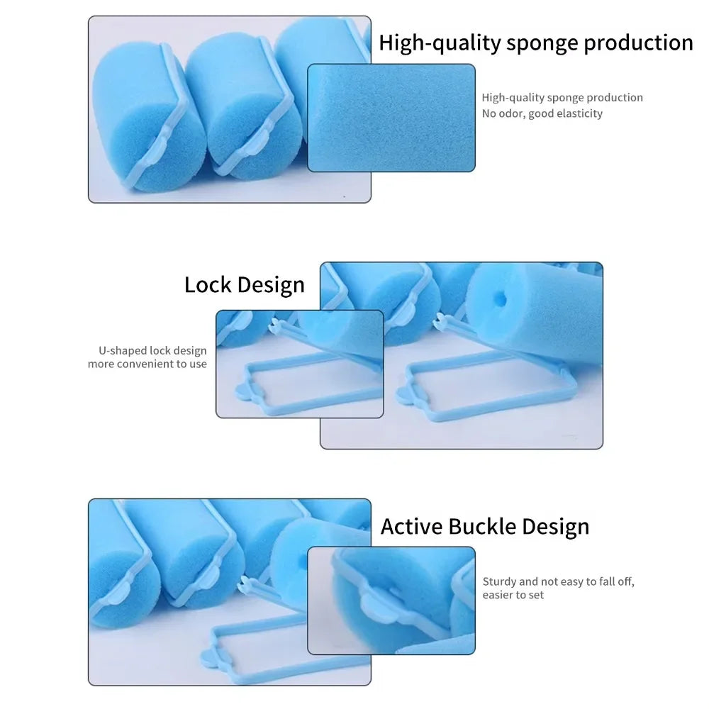 12pcs Soft Sponge Foam Cushion Hair Rollers Curlers Hair Salon Barber Curls Hairdressing Kit DIY Home Hair Styling Tools Бигуди