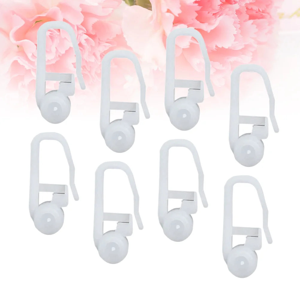 50 Pcs Window Curtain Hanging Ring Universal Roller Hooks Pulley Bed Special White Plastic Easy Install Smooth Sliding