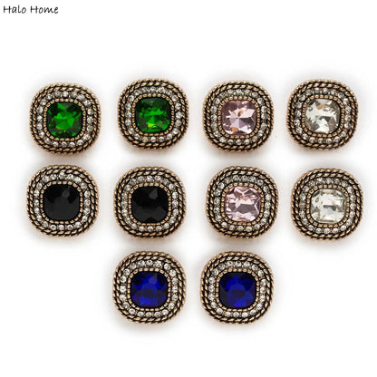 5pcs Rhinestones Retro Metal Shank Button Sewing Home Clothing Handmade Crafts Accessories Decor 18-25mm