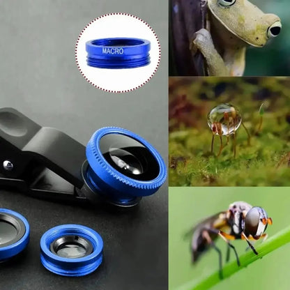 For All Smart Phone 3 in 1 Fisheye Phone Lens Wide Angle Zoom Lens Fish Eye Macro Lenses Camera Kits With Clip Lens On The Phone