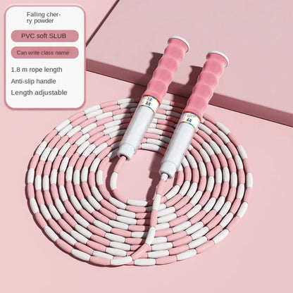 Bamboo Joint Soft Bead Skipping Rope Anti-Skid Solid Color Segmented Fitness Jump Rope Unisex 2.8m Sports Rope Children