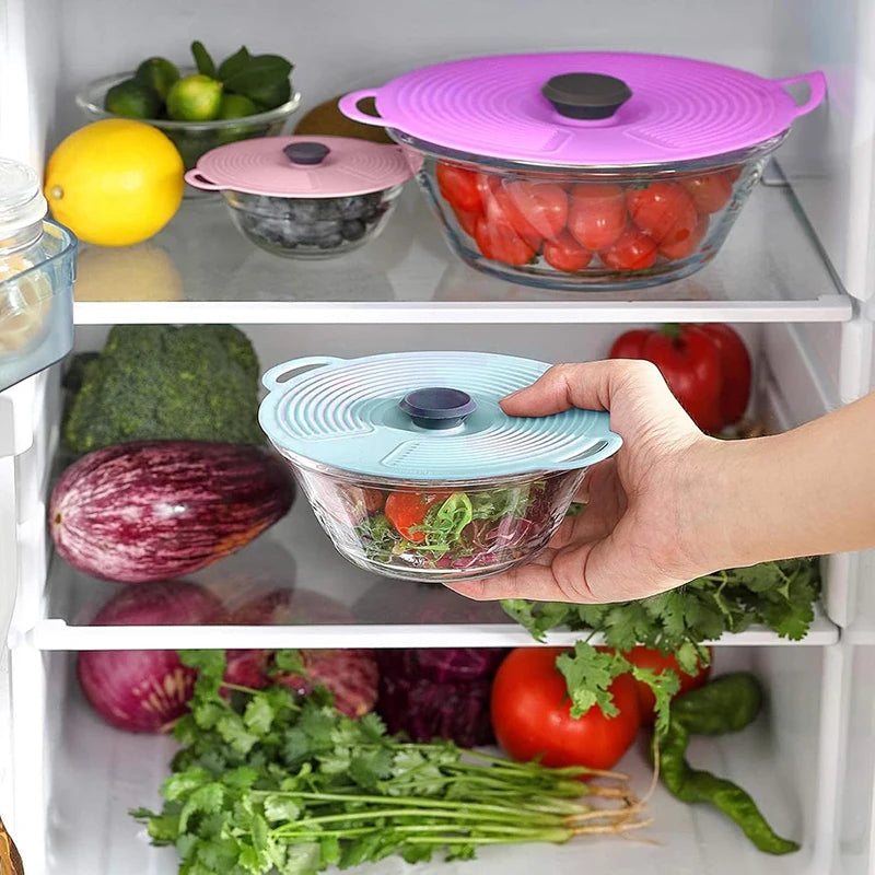 Silicone Lids for Bowl Reusable Sealed Suction Lids Fits Cups Bowls Plates Pots Pans Food Storage Microwave Cover Kitchen Gadget